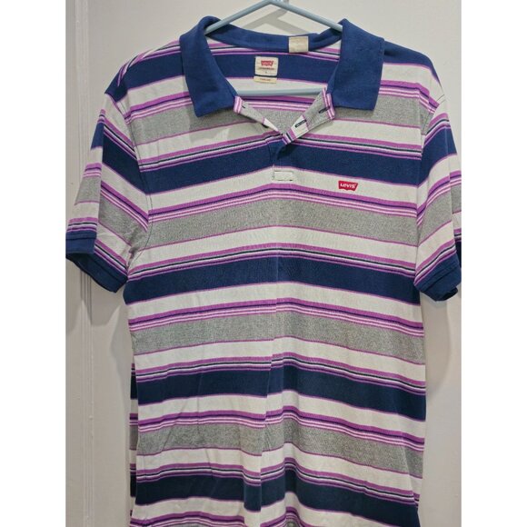 Levi's Other - Levis Mens Striped Polo Shirt With Navy Collar Size L
